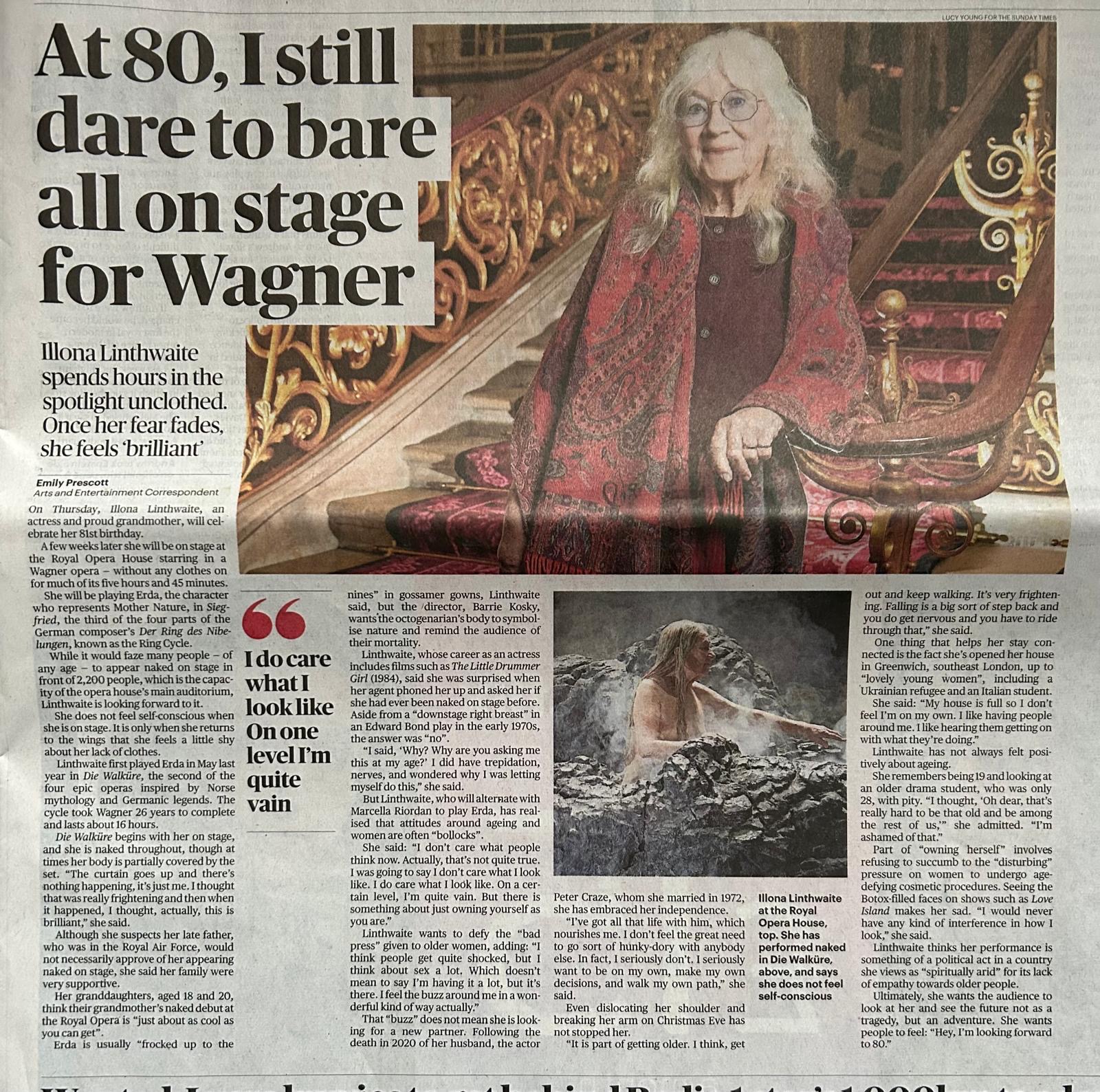 ILLONA LINTHWAITE captures headlines on her return to the ROH